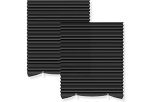 DONFULILY Temporary Blinds for Windows,No Drill Blinds,Blackout Blinds Stick On,Semi-shaded Window Pleated Shades for Bedroom Kitchen Bathroom Window Privacy Protection, with 2 Clips (Black-2 Pack, 90 * 180cm)