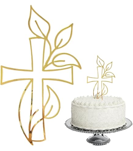LOVENJOY Topper per Torta a Croce Cristallo Strass Cross Cake Topper per Matrimonio Religioso Battesimo Battesimo Prima Comunione Cresima Decorazione