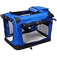 UnderDog Foldable Fabric Dog Crate with Fleece Luxury Pet Crates & Carriers Soft Side Pet Travel Crate with Removable Mat & Storage Bags, Breathable Mesh (Blue, 70cm)