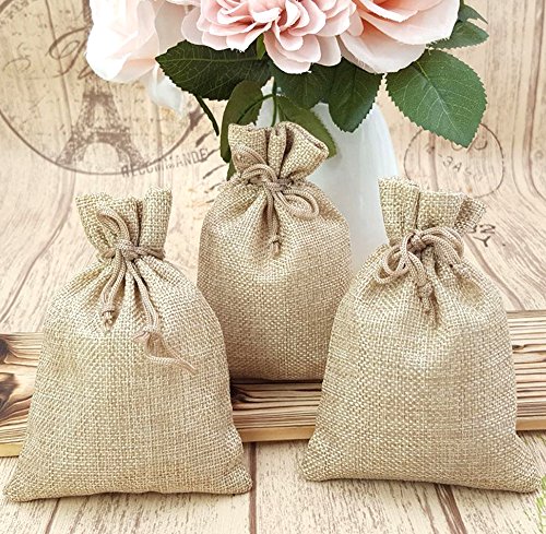 DIKETE® 30 stück Jute Sack Beutel Leinen Jute Beutel Schmuck Säckchen mit Zugband Sackleinen Tasche Geschenksäckchen für Hochzeitsfeier und DIY Handwerk,9.5×12.5cm - 2