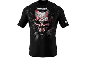 SMMASH Camicia Funzionale Uomo Rashguard Camicia Sportiva A Maniche Corte MMA Thaibox Muay Thai Kickboxing Traspirante Resistente All'Abrasione