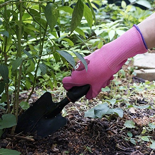 Gartenhandschuhe Arbeitshandschuhe Handschuhe Rutschfeste Montagehandschuhe Nahtlos mit Vollfinger Latexkratzer Beschichtung, 1 Paar,Größe:9(L) Pink - 7