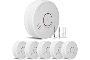 WELITE Rauchmelder 10-Jahres-Garantie Feuermelder Austauschbare 9V-Batterie für Rauchmelder, DIN EN14604 & BSI-Zertifiziert 6 Stuck