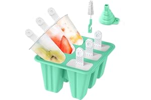 MXJFYY Moules à Glaces en Silicone, 6 Cavités Moules à Glace Faits Maison, Moule à Glace Popsicle Réutilisable de Sans Bpa DIY Démoulage Facile pour Enfants et Adultes Glace Maison