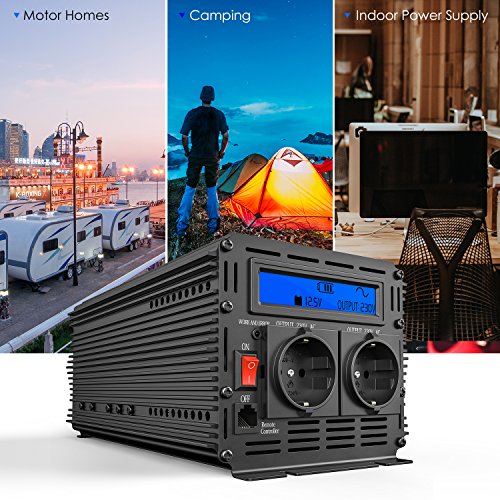 spannungswandler reiner sinus 1000 2000W wechselrichter 12V 230V LCD power inverter - 4