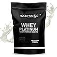 NAKPRO Platinum Whey Protein Isolate 90%, 500g Unflavoured | 31g Protein, Trustified Certified & No Adulteration | Fast Absorbing Whey Protein Powder