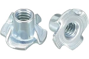 sourcing map 1/4"-20 4 Pronged Tee Nut T-Nut for Table Legs Rock Climbing Wall Woodwork Holds Wood Cabinetry 20Pcs