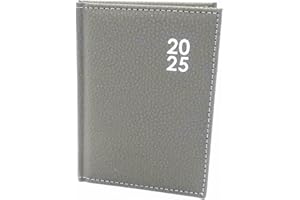 Sixstore Week to View 2025 pamiętnik A6 WTV A6 planer twarda okładka etui skóra PU pamiętniki szary kolor wstążka marker