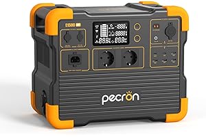 PECRON Centrale Elettrica Portatile E1500LFP,1536Wh LiFePO4 Batteria Espandibile a 7680Wh,2X2200W(4400W Picco) AC Uscita generatore solare per esterni, camper, campeggio