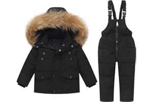 Amissz Tuta Neve Bambina 2 Pezzi Piumino e Pantaloni, Invernale Completo da Snowsuit con Cappuccio per Bambine e Ragazze Tute da Sci 2-6 anni