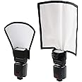 SHOPEE Flash Diffuser Reflector Kit Bend Bounce Flash Diffuser/Silver/White Reflector for Speedlight, Universal Mount