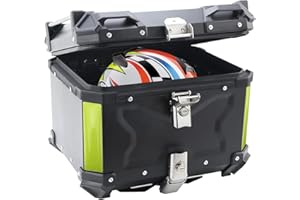LASIEYO Top Box for Motorcycle, 45L Motorcycle Top Box Aluminum Motorcycle Luggage with Security Lock for Store Helmet Large Luggage, Waterproof Motorcycle Top Case, Motorbike Top Cases