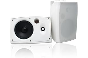 Herdio 6,5 Zoll Bluetooth-Outdoor Lautsprecher wasserdicht mit leistungsstarken Bass Wandmontage Lautsprechern Allwetter-Haltbarkeit für Innen im Freien im Freien Home Deck Veranda (Paar, Weiß)