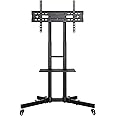 Yaheetech Mobile TV Stand on Wheels for 32-75 inch Screens, Rolling Television Cart Height Adjustable Floor Stand, Portable Screen Stand with Brackets, Holds up to 50kg, Max VESA 600x400mm