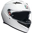 AGV - Helmet K3 E2206 MPLK, Men Motorbike Helmet, Full-Face ECE Helmet with Sweat Absorption, Spoiler, Air Vents and Scratch Resistant UV Visor, with Intercom Ready, White
