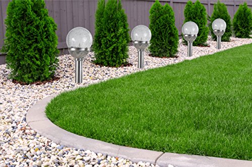 4er Set Kristallglas Premium Solarlampe Leuchte LED Edelstahl Gartenkugel - 2