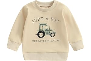 Vioyavo Kids Boys Spring Fall Sweatshirt Trendy Farm Tractor Print Long Sleeve Round Neck Pullover Tops Toddler Fashion Hoodie