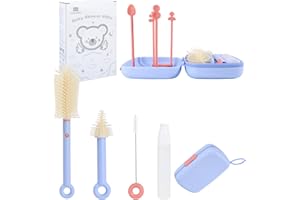 Bebamour Baby Bottle Brush Set 7 in 1 Portable Cleaning Kit, Purple