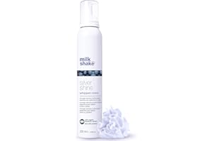 milk_shake | Silver Shine Whipped Cream 200 ml, Espuma acondicionadora sin aclarado específica anti-amarillo para cabellos rubios o grises, con pigmento púrpura, Made in Italy