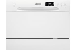 Zanussi ZDM17301WA Freestanding Counter Top Dishwasher, Compact Dishwasher, 55 cm Width, 6 Place Settings, 6 Programmes, Residual Drying, 52dB, White [Energy Class F]
