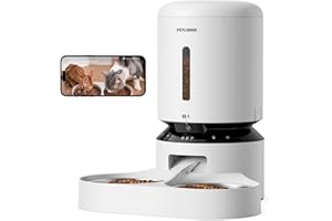 PETLIBRO Dozownik karmnik dla kotów 2 z kamerą 1080P, 5G i 2,4G WiFi, automatyczny karmnik dla zwierząt z miskami ze stali nierdzewnej, miski dla kotów lub psów, podłączony do aplikacji, biały