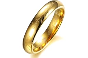 COPAUL Pure Carbure De Tungstène Plaqué Or 18K Seigneur des Anneaux avec La Bible Gravé Couple Alliance Bague De Mariage, Femmes