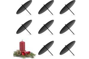 WISHSTAR 8X Kerzenhalter Advent Kerzenteller Adventskranz Metall, Schwarz 8cm Kerzenstecker für Weihnachten