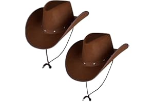 A2ZFD 2 X Texan Cowboy Dark Brown Hats - Adult Accessory Set
