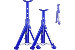 Bowose Pack-2 Heavy Duty Axle Jack Stands 3 Tonne Load Capacity, 4 Stages Height Adjustment 290mm to 408mm, for Car Lifting Repair, Easy to Fold