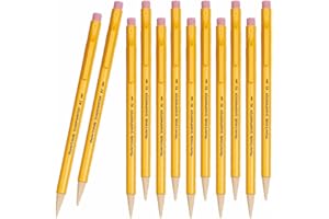 Newell Brands 12 x PaperMate Sharpwriter Mechanical Pencils with Eraser & Twistable Shock-Absorbing Tip for Low Lead Breakage, HB 0.7mm Lead, Yellow Barrel (Loose in Plain Packaging)