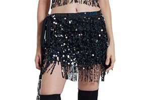 QG ltd Dance Belly Dance Dancer Costume Sequin Tassel Fringe Hip Scarf Belt Waist Wrap Skirt