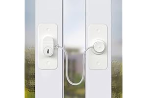 2PCS Window Locks,AMZVIO Window Restrictors Locks for UPVC Wooden Windows,Self Adhesive Window Child Safety Lock, Fridge Lock for Children Security No Drilling (White - 2 Pack)
