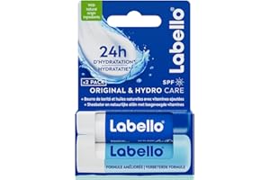 LABELLO Original & Hydro-Care (2 x 4,8g), Baume à lèvres enrichi en huiles naturelles et à la texture onctueuse & Soin des lèvres FPS 15 hydratation longue durée pendant 24H