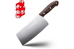 SHI BA ZI ZUO Coltello cinese Coltello per carne di verdure Coltello per affettare in acciaio inossidabile da 6,7 pollici, manico in legno con peso moderato