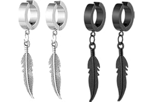 LAFATINA Uomini Signore Orecchini Orecchini a cerchio in acciaio inox Clip su anello con croce Huggie orecchio Orecchini a polsino