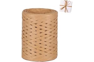 GOIEHIR Cinta de Papel Raffia, 200M Cuerda de Rafia, Cordel Cinta de Papel de Rafia para Envolver Regalos, Floristería, Bricolaje Artesanía Decoración, Marrón