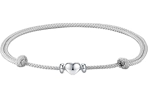 J.Endéar Cavigliera Cuore Argento 925 Donne, Cavigliera Corda Fatta A Mano 32cm Cavigliera Regolabile Amore, Regalo Festa Della Mamma Di Compleanno