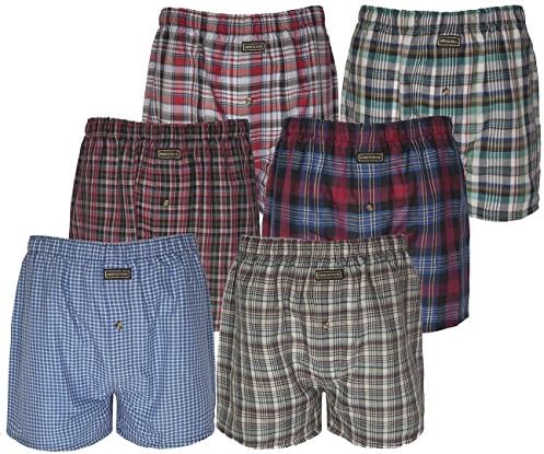Roy Collection Woven Men Stripe Boxer Short pent Polycotton Under Wear Trunks Boxer Shorts- Pack Of 12 (Large)