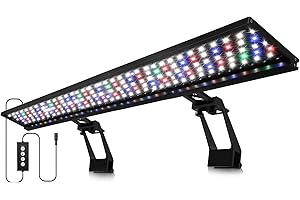 HORXFLIG 42W Luci per Acquario a LED a Clip, 24/7 Doppio Timer, 9 Colori, Luminosità Regolabile, Illuminazione per Piante a LED per Acquario D'acqua Dolce, per Acquario di 121-137 cm