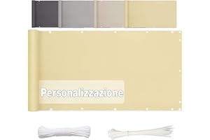 HaiTaoSy Copri Ringhiera Balcone 85x900cm, Telo Balcone Ringhiera in Poliestere, Impermeabile Opaco (424 Larghezze e Lunghezze) Frangivento Recinzione Copertura per Balcone Giardino, Beige