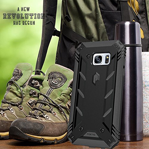 Funda Galaxy S7 Edge - Poetic  Serie Revoluci  n   Pesada   Doble Capa  Funda de Protecci  n Hibrida Completa con Protector de Pantalla Incorporado para de Samsung Galaxy S7 Edge Negro