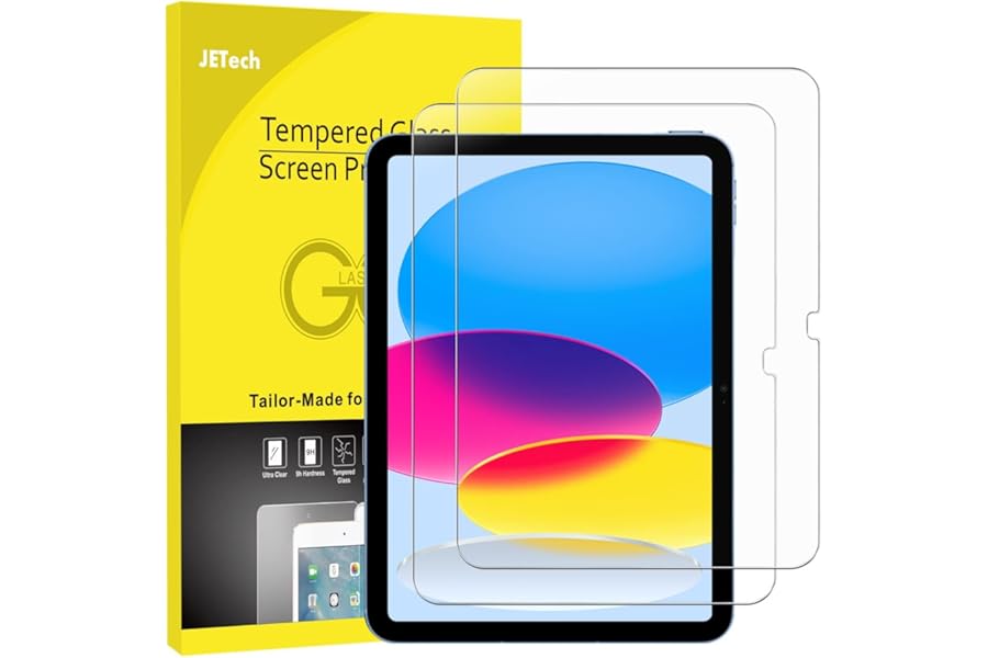 JETech Screen Protector for iPad (A16) 11th/10th Generation (2025/2022), 9H Tempered Glass Film, HD Clear, 2-Pack