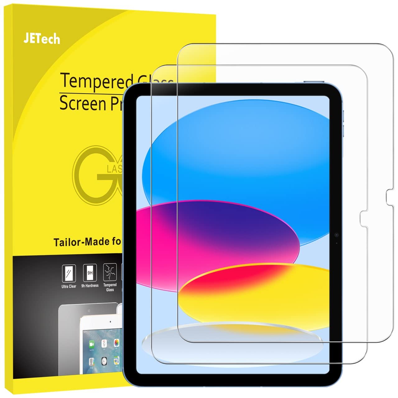 JETech Schutzfolie für iPad (A16) 11./10. Gen, 2 Stück | Für 2025/2022 Modell, HD Klar, Kratzfestes Gehärtetes Glas Displayschutz