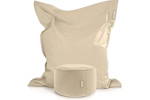 Green Bean© Set da 2 poltrona a sacco XXL con pouf riempiti con perline EPS - Poltrona a sacco gigante 140x180 Cuscino per sdraiarsi Sedia Lounge Cuscino per pavimento