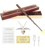 ZYMR Albus Dumbledore Baguette en bois de sureau Harry Potter avec boîte cadeau, carte inversée en feuille de sort, parfaite pour cosplay, carnaval, Halloween, fêtes à thème d'anniversaire
