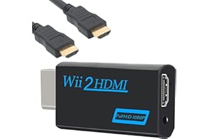 MEETTIKEY adattatore wii hdmi, Convertitore Da Wii A Hdmi, Adattatore Convertitore Hd 1080p/720p Con Uscita Audio Da 3,5 Mm E Uscita Hdmi + Cavo Hdmi Da 1,5 M Per Monitor Wii, Tv, Proiettore (Nero)