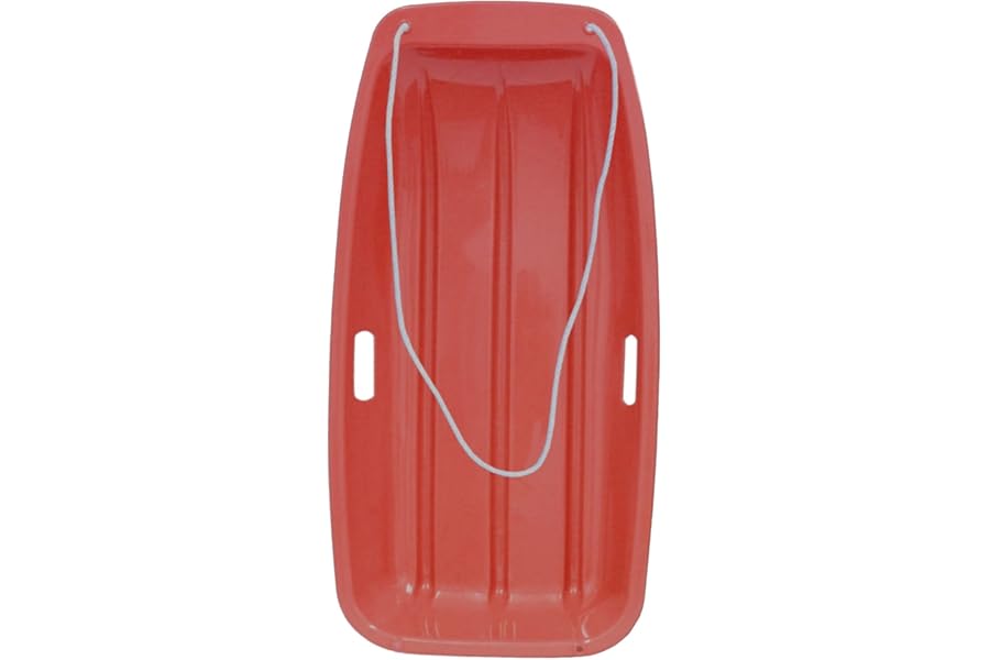 KandyToys Heavy Duty Kids & Adults Snow Sled - Winter Snow Sledge Toboggan (Red - Single Pack)