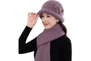 ZiaWorld 3 Pcs Hat Scarf Gloves Set Women's Bucket Hat Neck Warmer Thermal Gloves, Soft Velvet Warm Winter Cap Sets for Ladies, Cold Weather Accessories