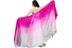 Leemiman Velo de seda para danza del vientre, hecho a mano, para mujer, 2,5 m de largo