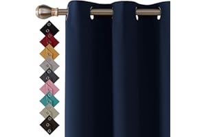 GENERIC Thermal Insulated Blackout Ring Top Eyelet Curtains for Bedroom Windows 90 x 54 Inches Navy 2 Panels (90”(228cm) wide x 54”(137cm) long, Navy)